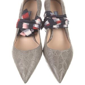 Prada Milano Gray Women's Alligator w/Strap “Scarf” Pumps